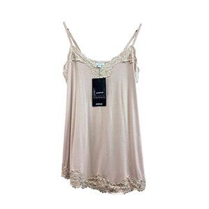 Avenue Womens Lace Trim Cami Top Size 18 Natural Beige